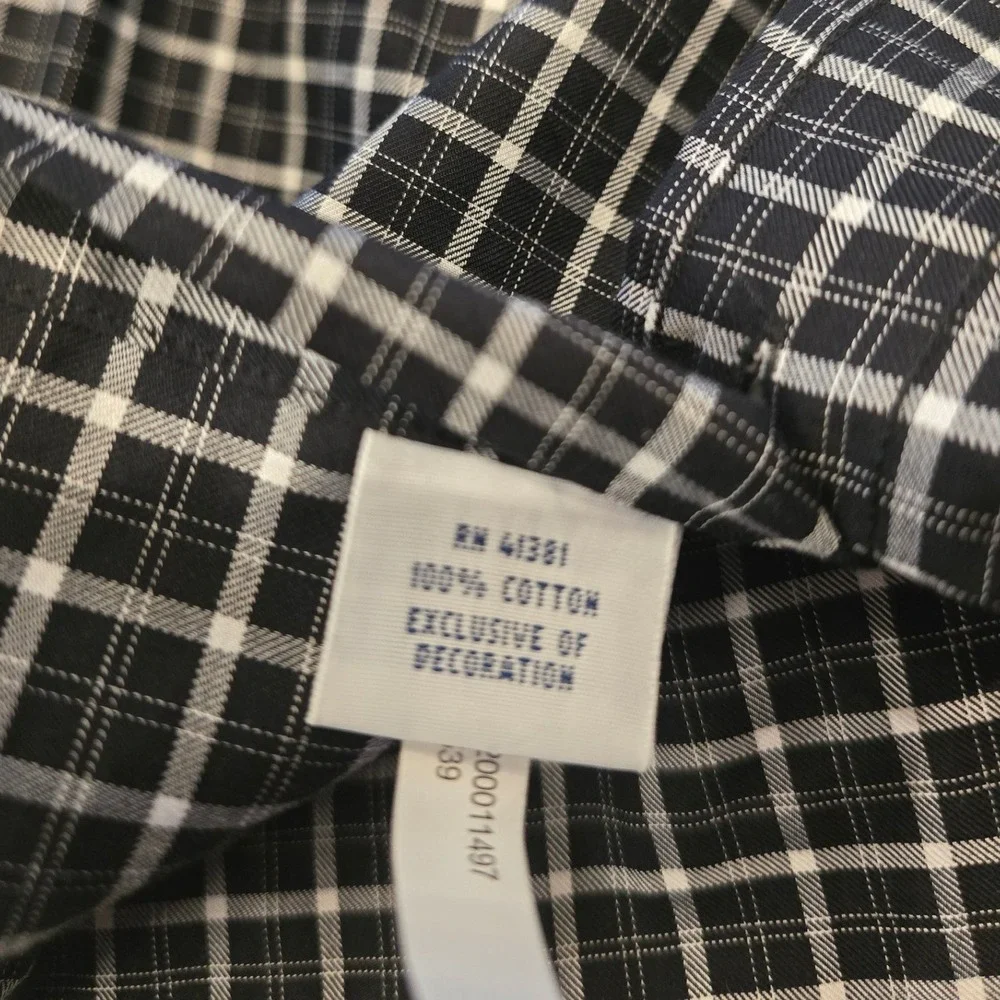 Polo Ralph Lauren Mens Small Navy Blue White Grid Check Button Down Shirt Cotton